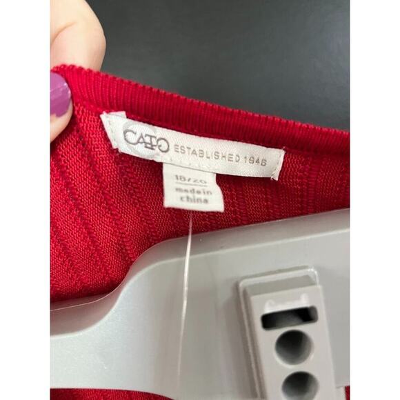 Cato Plus Size Red Ribbed Knit V-Neck Dress – Sizes 18/20 & 22/24 – MSRP $76–NWT - Picture 8 of 12